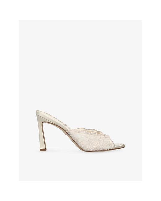 Sam Edelman White Iva Lace Heeled Mules