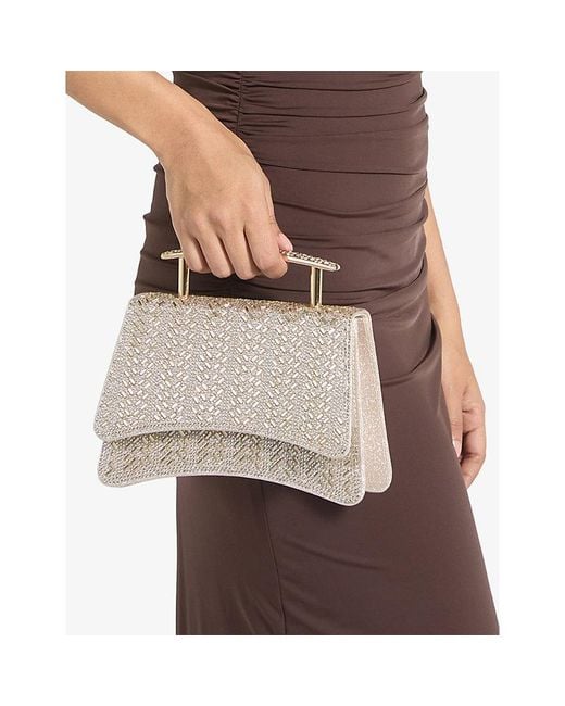 Dune Natural Bedazzle Crystal-Embellished Top-Handle Bag