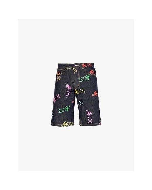 ICECREAM Blue Running Dog Denim Shorts for men