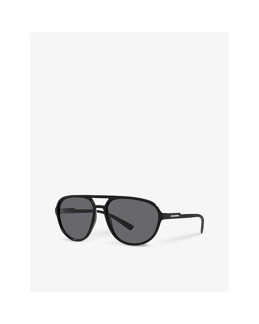 Dolce & Gabbana Black 0dg6150 Pilot-frame Nylon Sunglasses