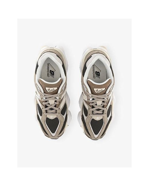 New Balance White 9060 Suede And Mesh Trainers for men
