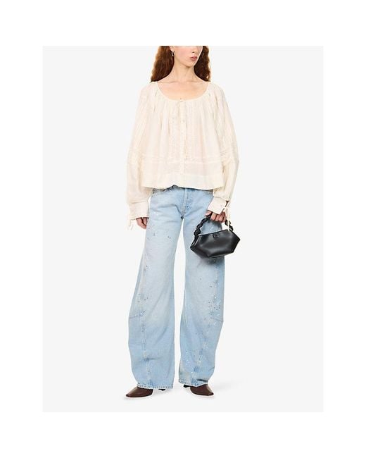 Free People White La Lune Cotton Blouse