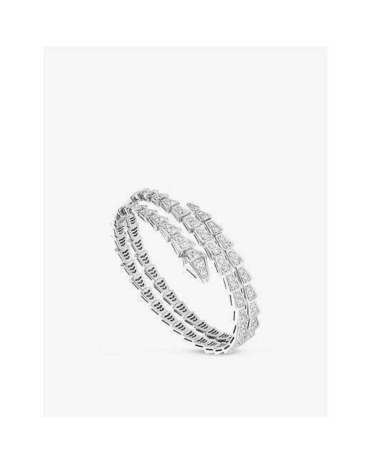 BVLGARI White Serpenti Viper 18Ct- And 5.89Ct Brilliant-Cut Diamond Bracelet