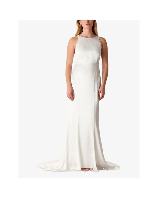 Whistles White Lina Low-Back Satin Wedding Dress
