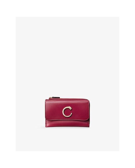 Cartier Red Panthère C Zip Leather Card Holder