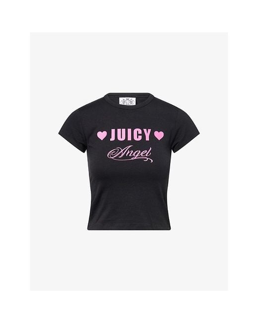 Juicy Couture Black Baby Juicy Angel Stretch-Cotton T-Shirt