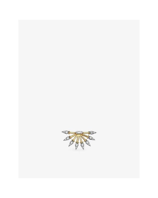 Kismet by Milka Metallic Curvature 0.04Ct Baguette-Diamond And 0.15Ct Diamond Stud Earring