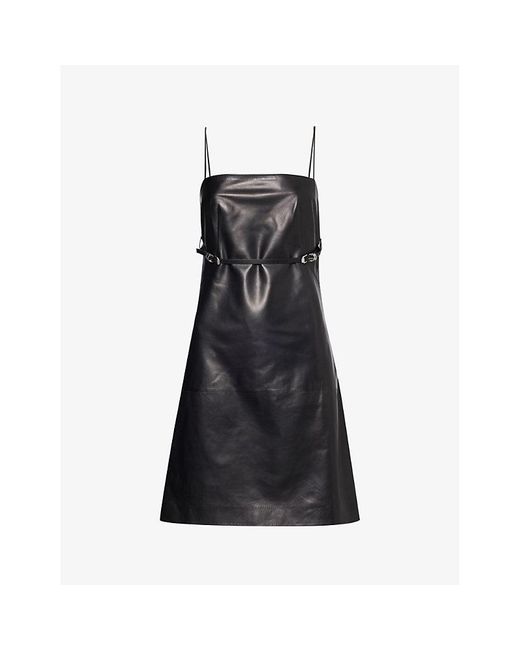 Givenchy Black Sweetheart-neckline Slim-fit Leather Mini Dress