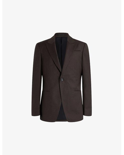 AllSaints Black Thorpe Single-breasted Pinstripe Wool And Recycled Polyester-blend Blazer for men