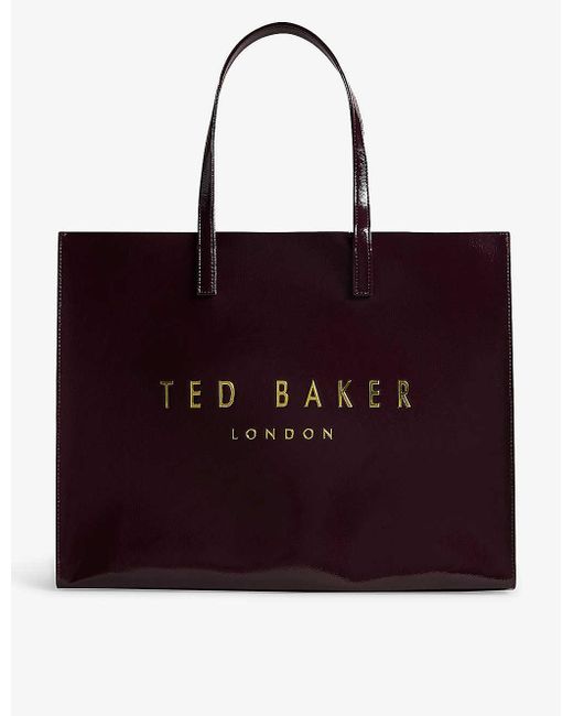 Ted Baker Red Crikon Logo-print Faux-leather Tote Bag
