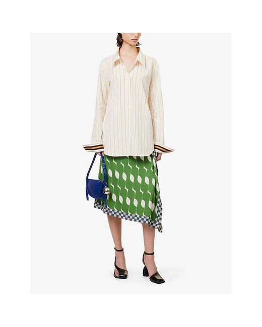 Dries Van Noten White Striped Dropped-shoulder Relaxed-fit Cotton Shirt