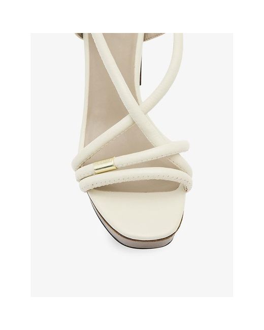 AllSaints White Bella Strappy Leather Platform Sandals