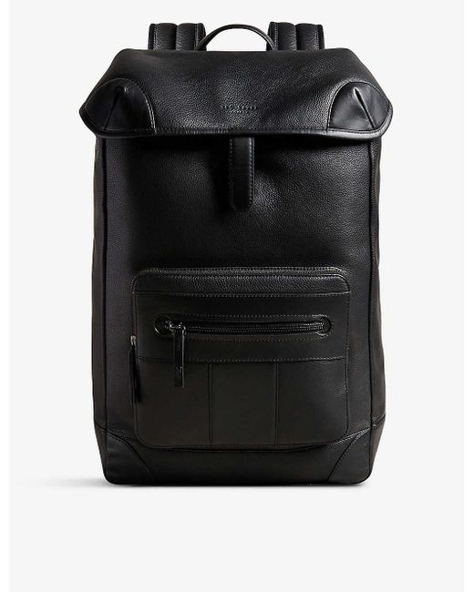 Ted Baker Black Tyrel Brand-debossed Leather Backpack for men