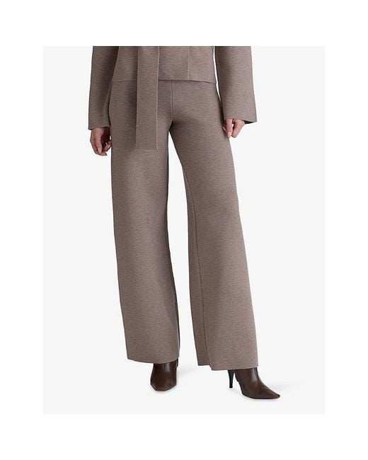 House Of Cb Gray Avery Wide-Leg Knitted Trousers