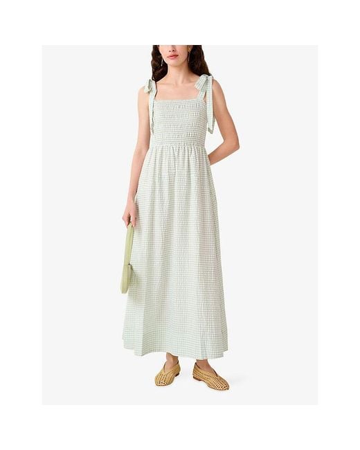 OMNES White Dixie Tie-Strap Cotton Maxi Dress