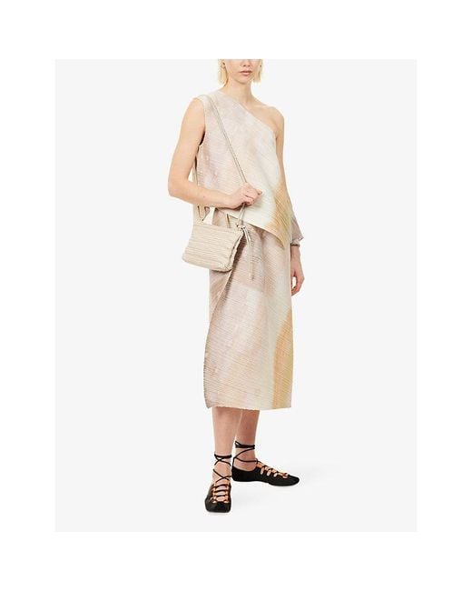 Pleats Please Issey Miyake White Asymmetric Pleats Shirt