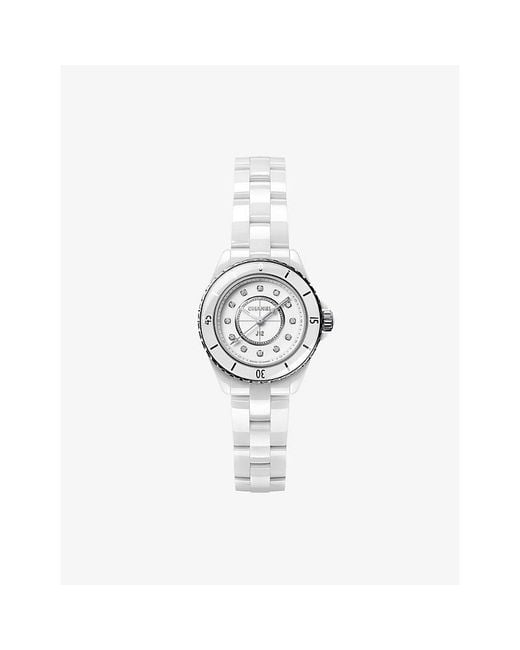 Chanel Metallic J12 28Mm Steel, Ceramic And 0.06Ct Diamond Quartz Watch