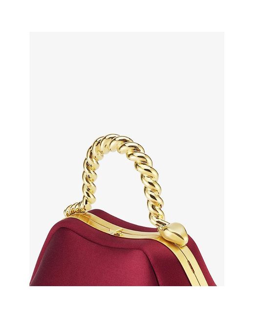 BVLGARI Red Geraldine Guyot X Serpentine Mini Satin Top Handle Bag