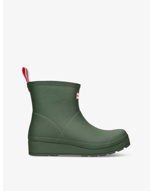 Hunter Green Play Borg-lined Short Rubber Wellington Boots