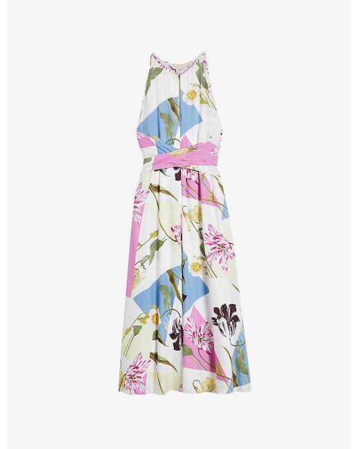 Ted Baker White Saanvii Floral-print Woven Midi Dress
