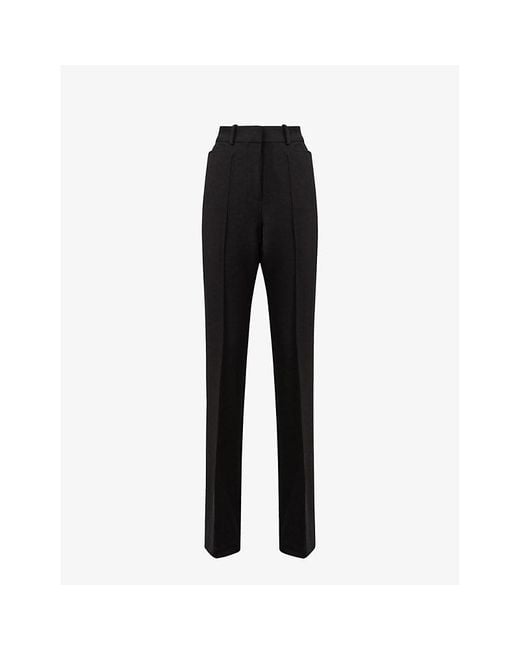 Reiss Black Gabi Slip-Pocket Slim-Leg Mid-Rise Woven Trousers