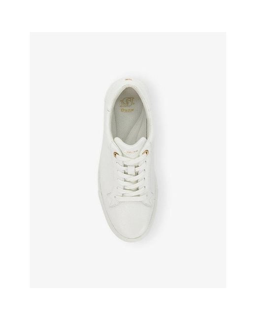 Dune White Evienne Flatform Leather Trainers