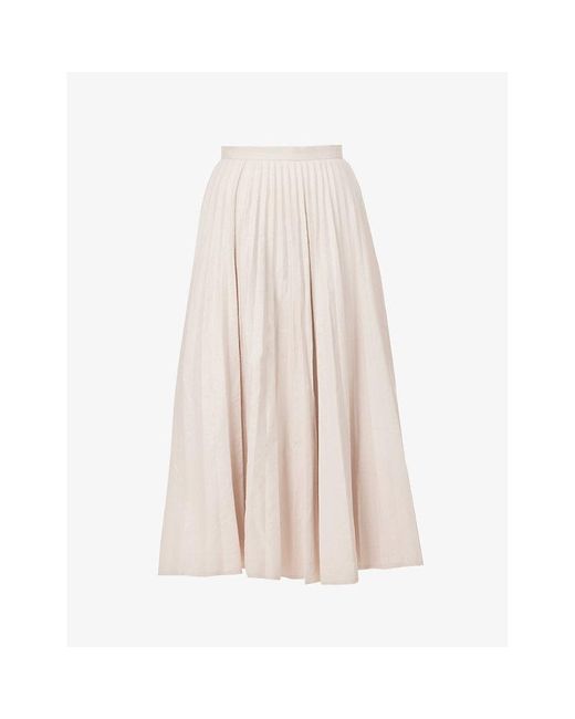 Joseph Natural Siddons Pleated Mid-rise Linen-blend Maxi Skirt