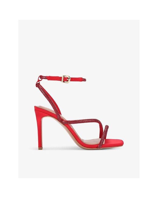 Carvela Kurt Geiger Red Paparazzi Crystal-Embellished Satin Heeled Sandals