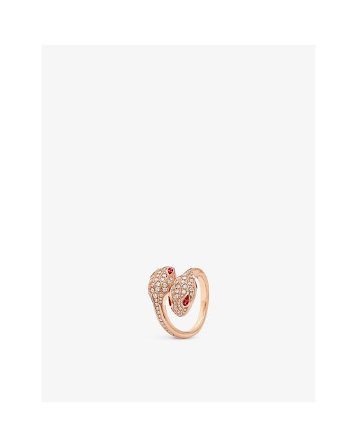 BVLGARI White Serpenti Seduttori 18Ct Rose- 0.56Ct Brilliant-Cut Diamond And Rubellite Ring