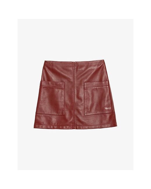 Zadig & Voltaire Red Jamie Leather Mini Skirt
