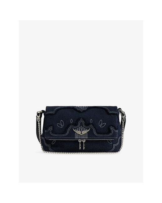 Zadig & Voltaire Black Rocky Ii Denim Shoulder Bag