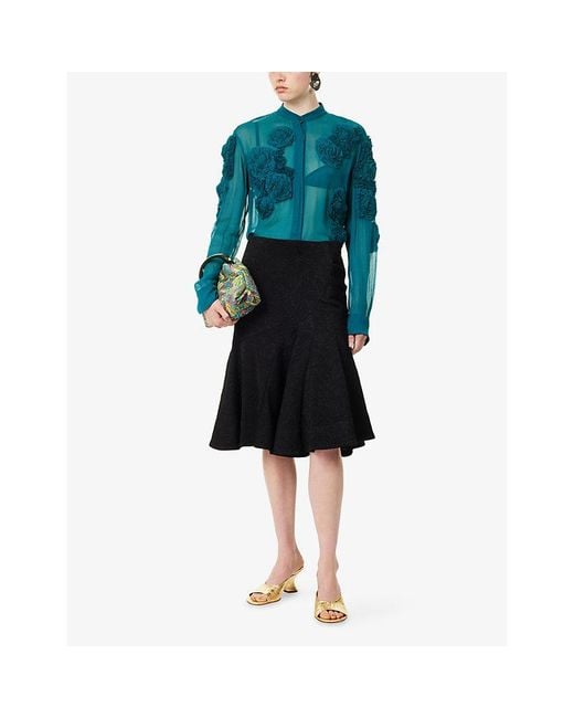 Dries Van Noten Black Sibel Jacquard Cotton-Blend Midi Skirt