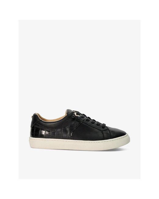 Dune Black Elodic Logo-embossed Faux-leather Low-top Trainers