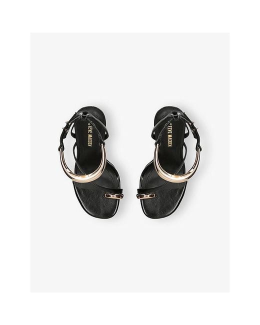 Steve Madden White Tia Faux-Leather Heeled Sandals