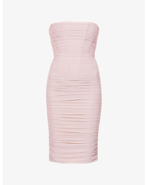 House Of Cb Julianna Corset Mesh Midi Dress in Pink Lyst
