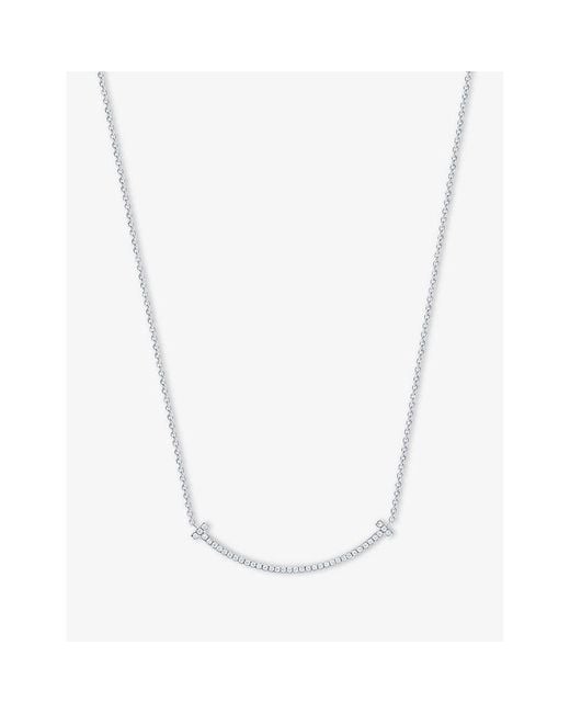 Tiffany & Co White Tiffany T Smile 18Ct- And Diamond Necklace