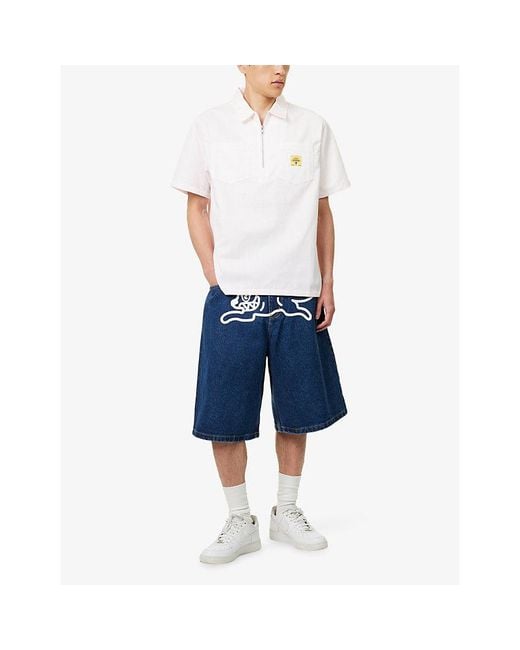 ICECREAM White Waitress Half-Zip Woven Work Shirt for men