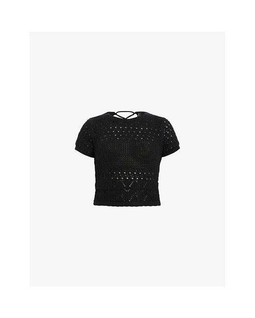 AllSaints Black Briar Slim-fit Short-sleeve Knitted Top