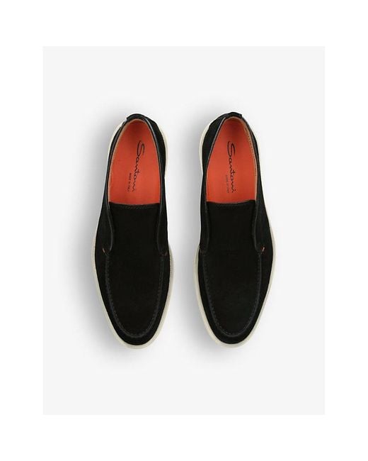 Santoni Black Detroit Slip-On Suede Desert Boots for men