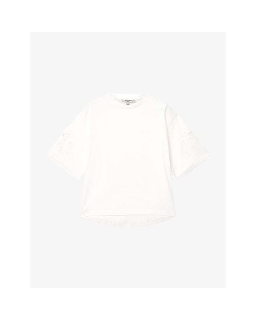 AllSaints White Lola Embroidered Cotton-Jersey T-Shirt