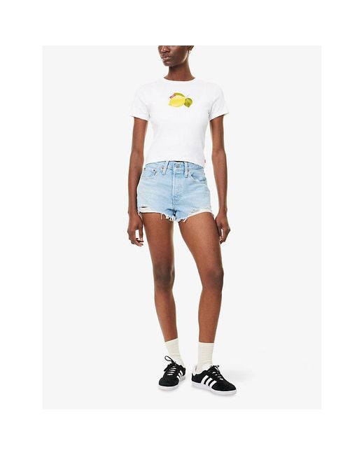 Levi's Lemon-Print Round-Neck Cotton-Jersey T-Shirt in White Lyst