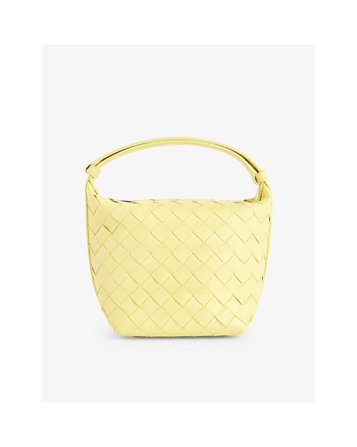Bottega Veneta Yellow Wallace Intrecciato-weave Leather Top-handle Bag