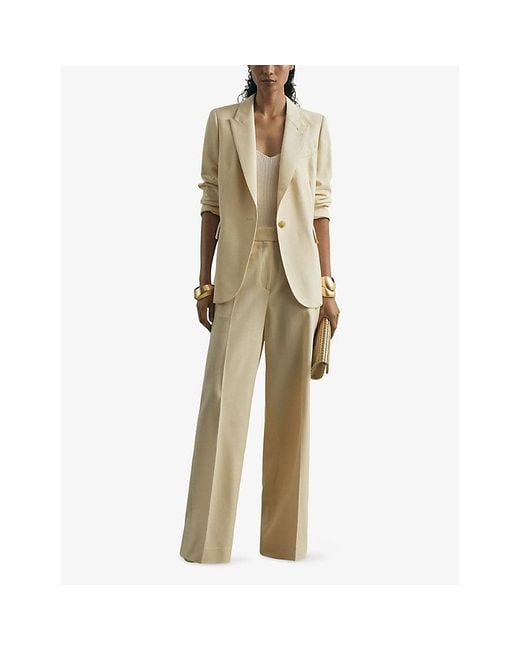 Reiss Natural Anya Peak-Lapel Silk And Wool Blazer