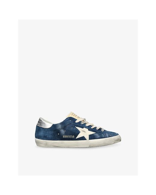Golden Goose Deluxe Brand Blue Super-Star Suede Low-Top Trainers for men