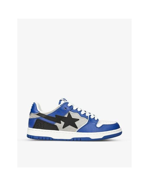 A Bathing Ape Blue Bape Sk8 Sta #1 M2 Leather And Suede Low-top Trainers for men