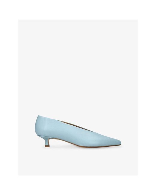 Aeyde Blue Clara Pointed-Toe Leather Pumps