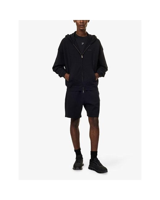 GYMSHARK Blue Evolve Zip-Through Cotton-Blend Hoody for men