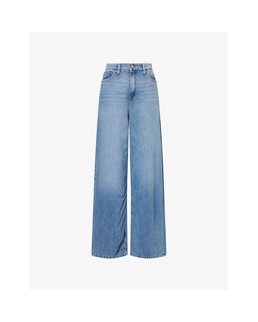 GOOD AMERICAN Blue Good Standard Ease Wide-Leg Denim-Blend Jeans