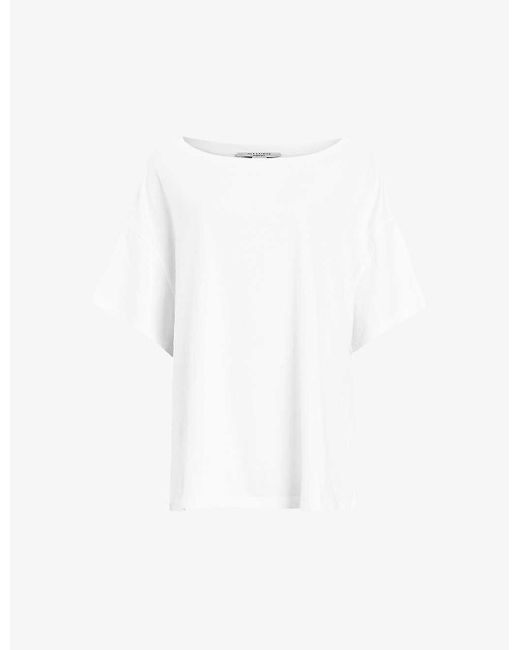 AllSaints White Lydia Oversized Organic-cotton T-shirt X
