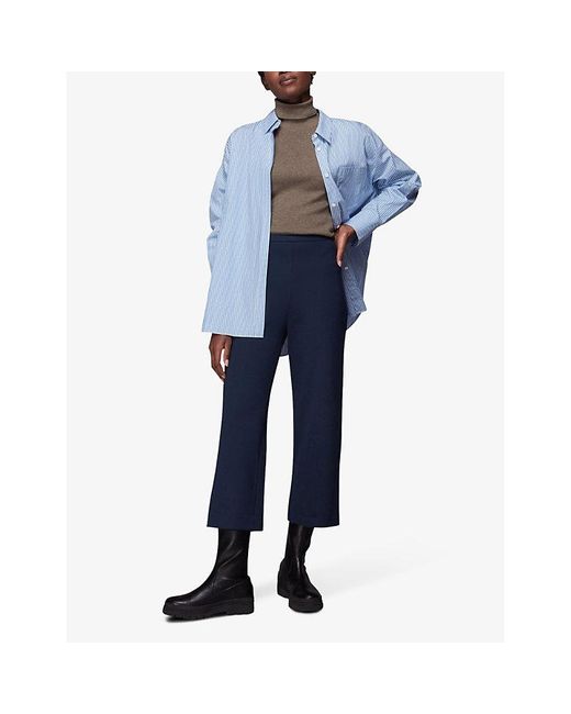 Whistles Blue Camilla Wide-Leg High-Rise Stretch Woven Trousers